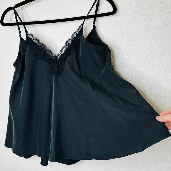 NWT Zara TRF Collection Black Lace Trim Flowy Cami Top XS - Picture 1 of 10